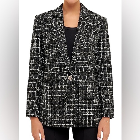 Endless Rose Tweed Single Breasted Blazer - Picture 2 of 3